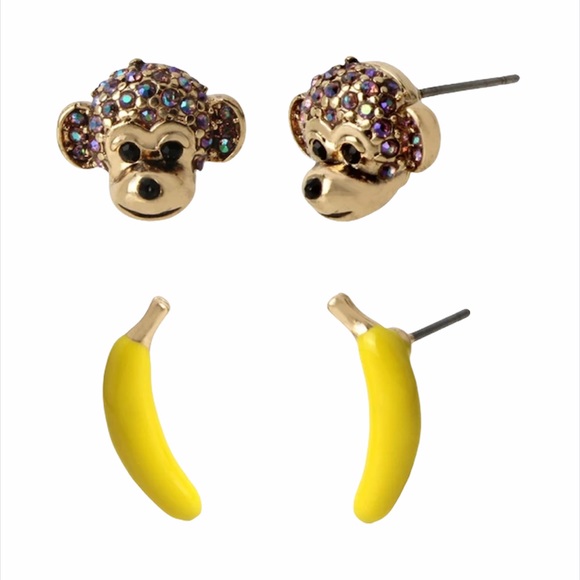 Betsey Johnson Welcome to the Jungle Monkey Studs - Picture 5 of 5